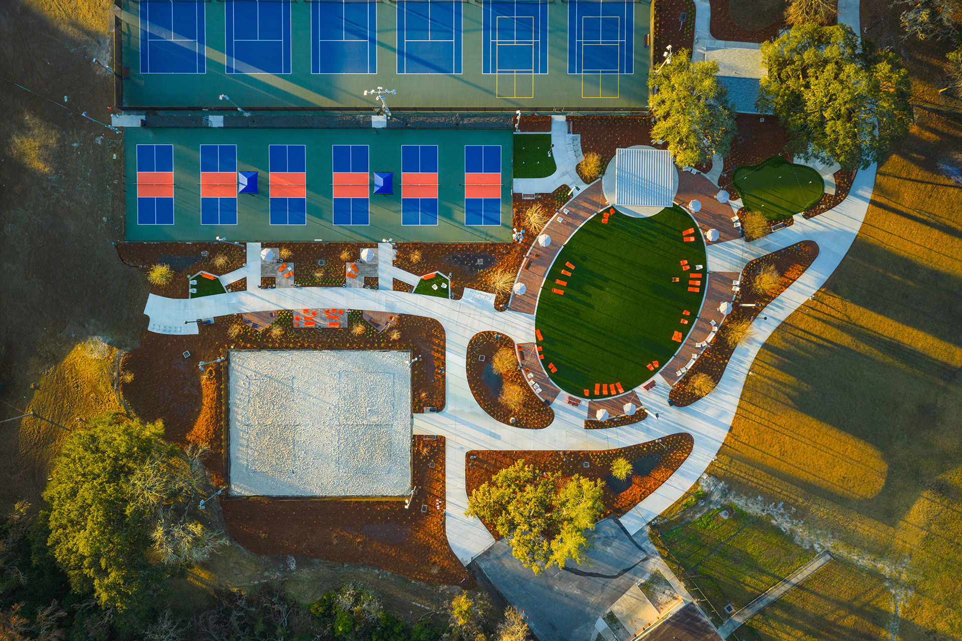 arial photo of park and athletic courts