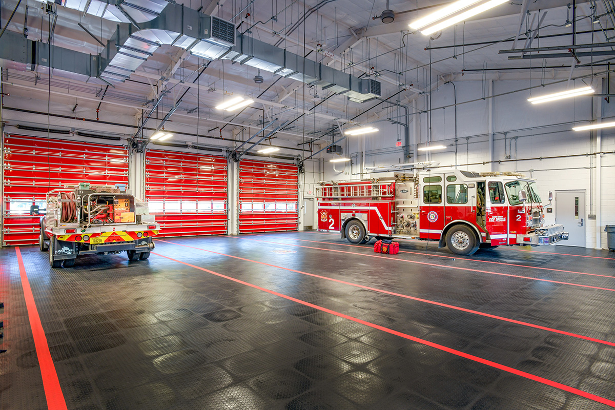 fire trucks at station