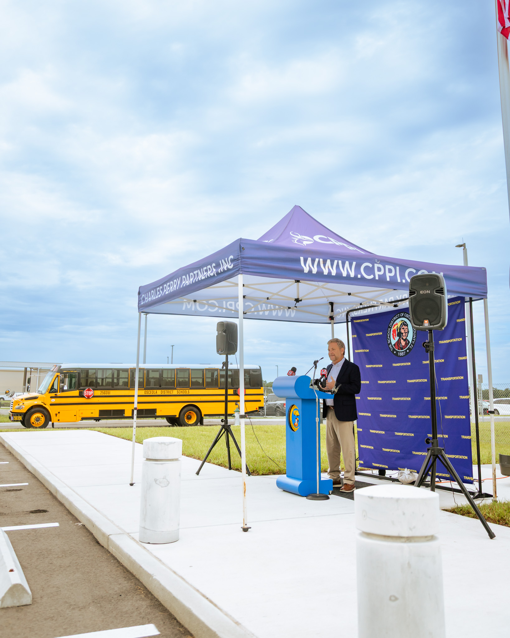 Speaker at the SDOC Transportation West ribbon cutting